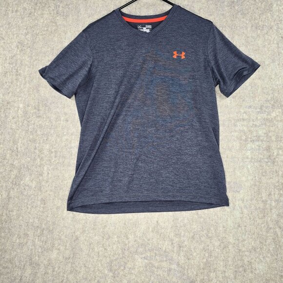 Under Armour Mens Short Sleeve HeatGear T-Shirt S Loose Fit Gray & Orange - Picture 1 of 5
